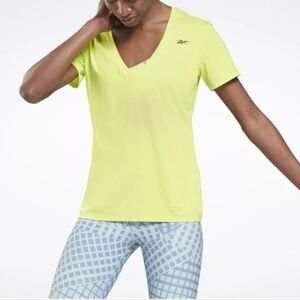 Reebok Womens Activchill V-Back Basic T-Shirt - Yellow / Lime Green